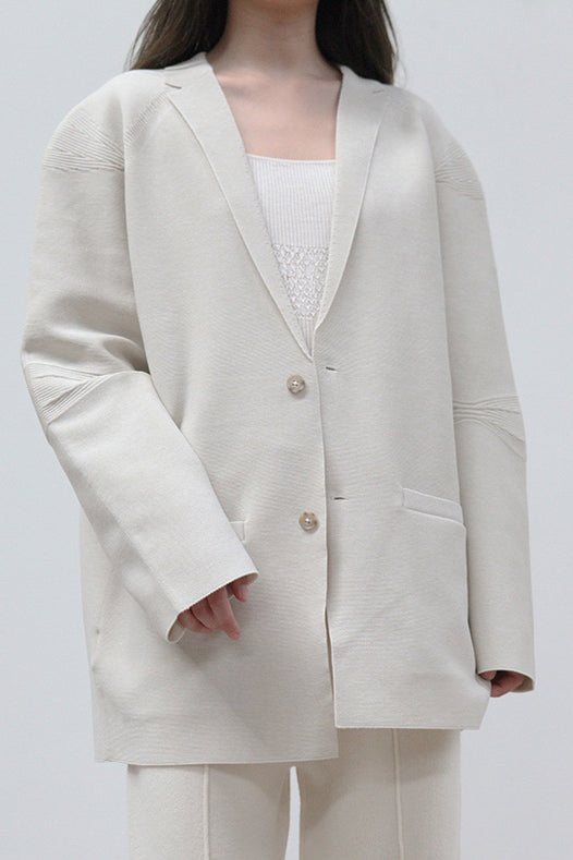 SWAYING/KNIT seamless suit SW212SZ12 white camel gray PS41